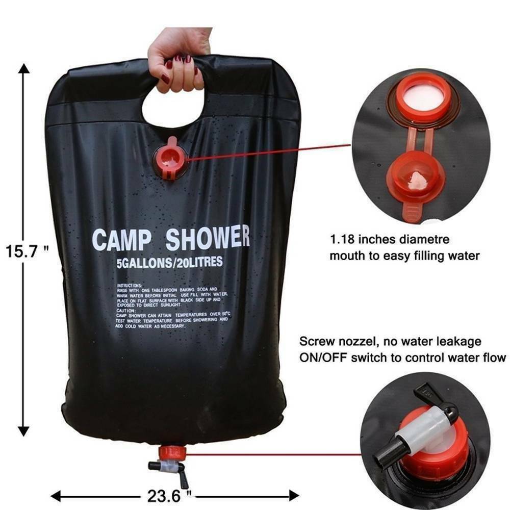 20L Portable Solar Camping Shower Bag