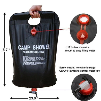 20L Portable Solar Camping Shower Bag