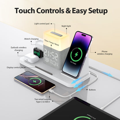 6-in-1 Wireless Charging Set with Touch Night Light